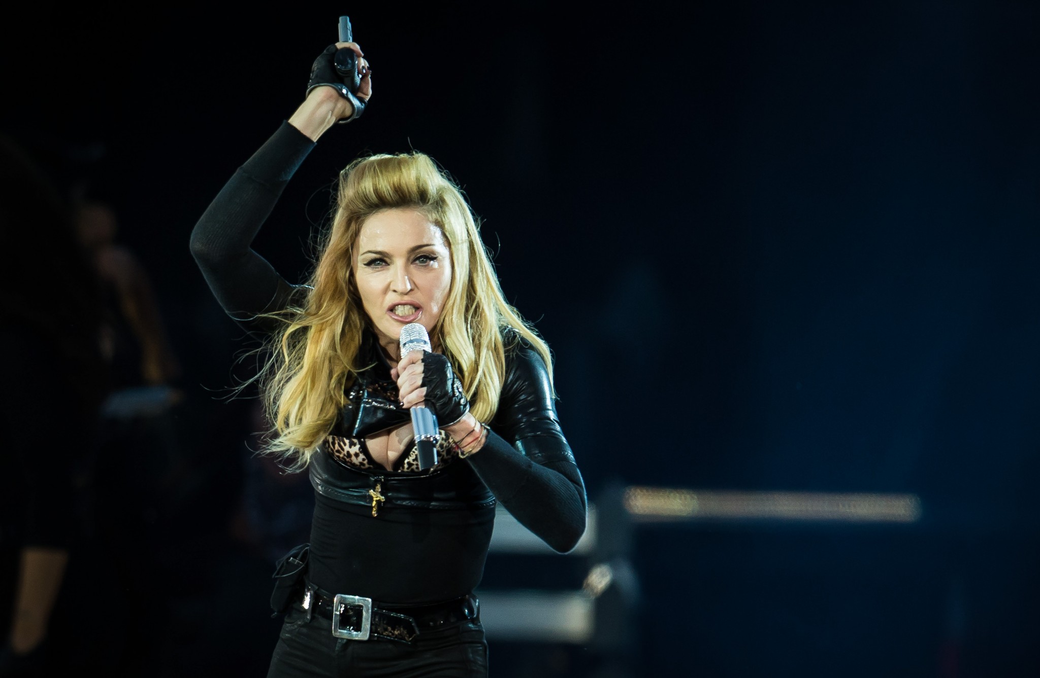 LONDON, ENGLAND - JULY 17: Madonna Performs live during the MDNA tour at Hyde Park on July 17, 2012 in London, England. (Photo by Ian Gavan/Getty Images)