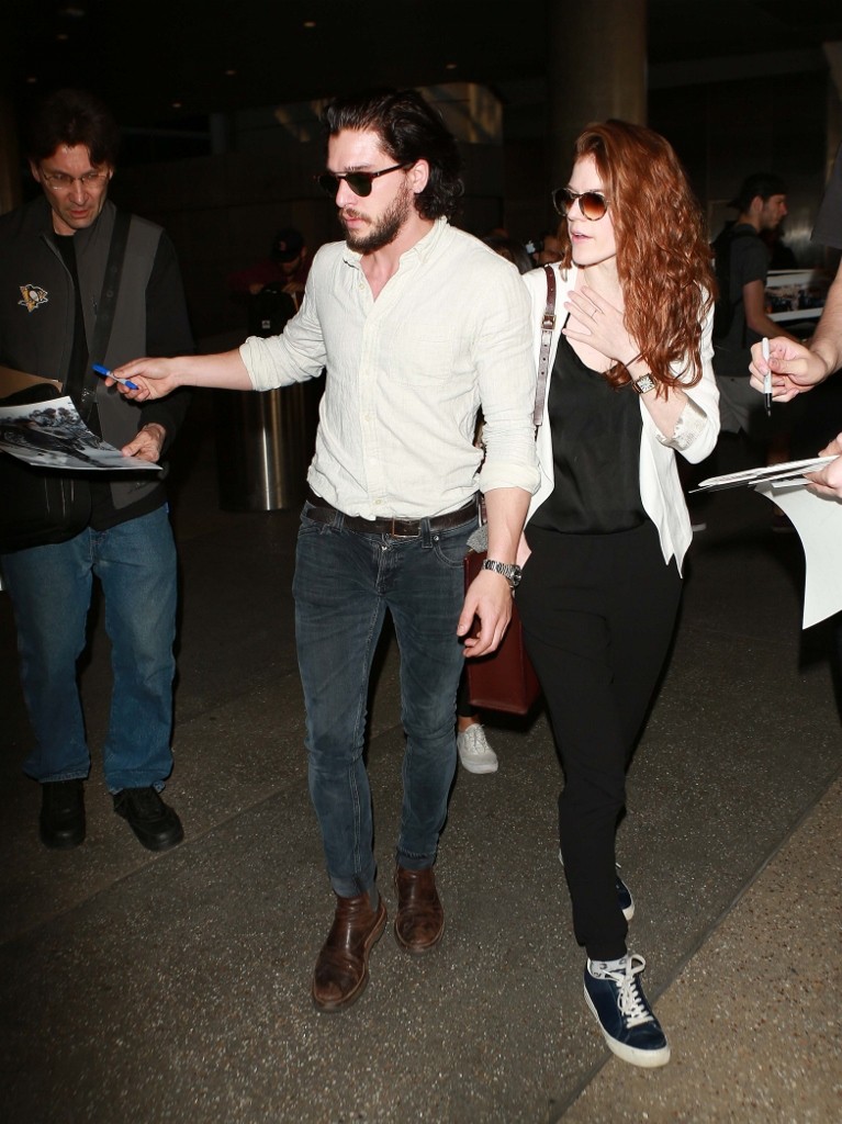 Game Of Thrones stars Kit Harrington and Rose Leslie arrive at LAX Airport in Los Angeles
