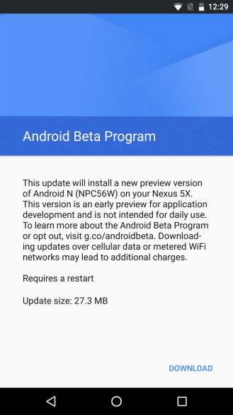 Αναβάθμιση για την Android N Preview