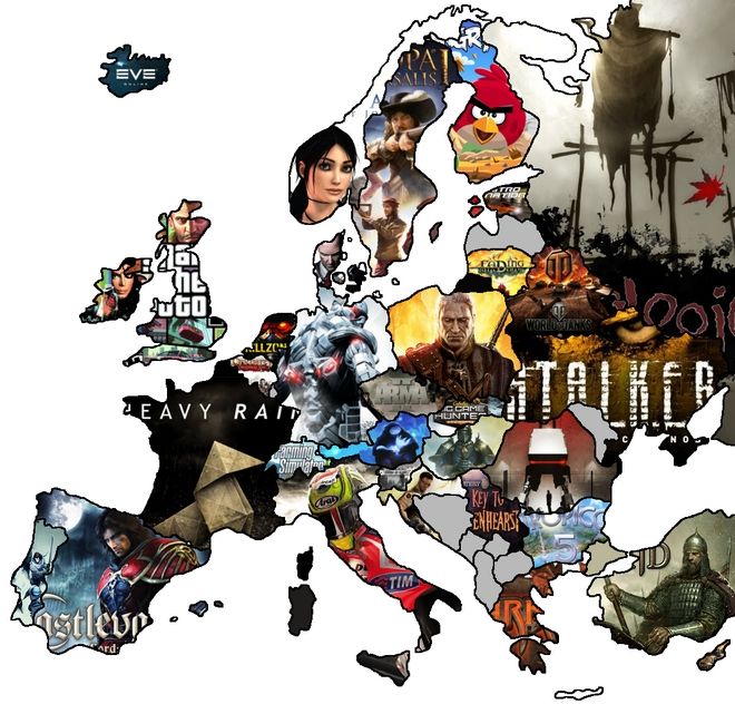 Χάρτης με βιντεοπαιχνίδια made in Europe