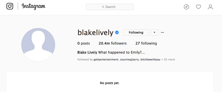 Blake Lively διέγραψε τα πάντα από το Instagram