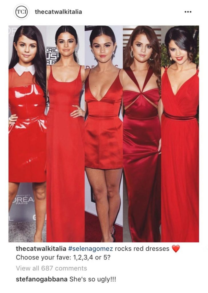 Stefano Gabbana αποκάλεσε την Selena Gomez άσχημη